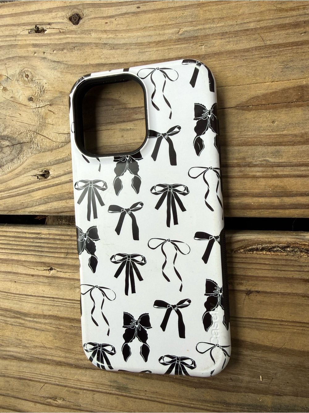 Decorative Black Bow Pattern White Phone Case - Compatible Cell Accessory